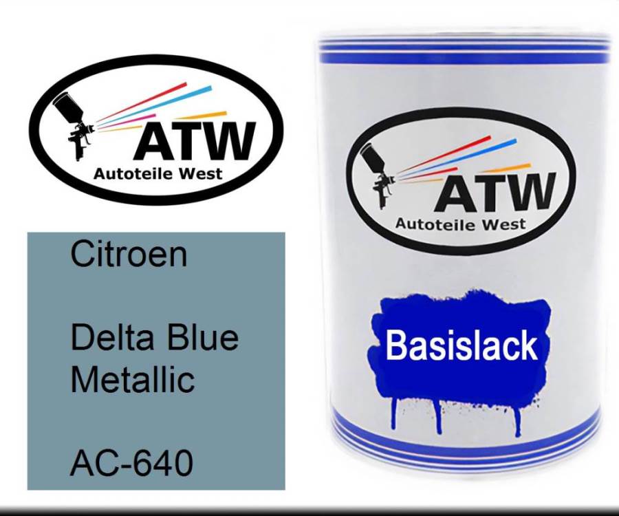 Citroen, Delta Blue Metallic, AC-640: 500ml Lackdose, von ATW Autoteile West.